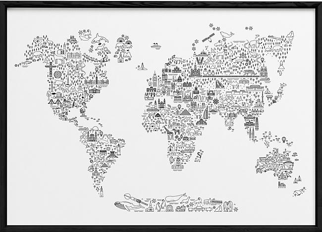 Poster Carte du monde Icônes