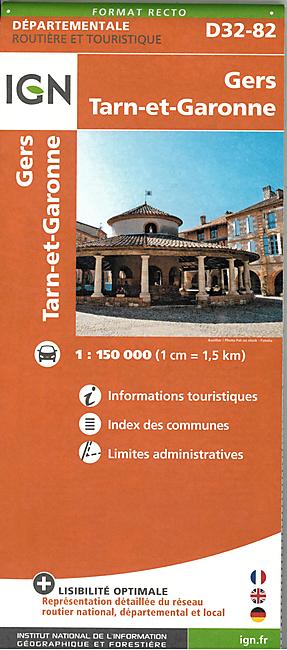D32 82 GERS TARN ET GARONNE ECHELLE 1 150 000