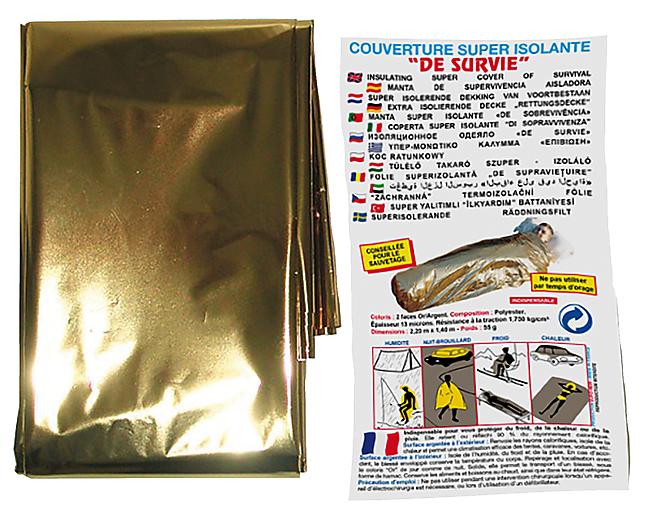 COUVERTURE DE SURVIE OR/ARGENT SUPER ISOLANTE