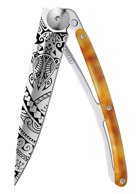 COUTEAU COUTEAU POLYNESIEN TORTUE CLAIRE TATOO 27