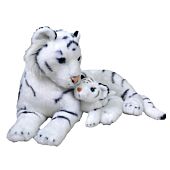 PELUCHE  MUM ET BABY TIGRE BLANC 38 CM