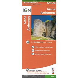 D02 08 AISNE ARDENNES  ECHELLE 1 150 000