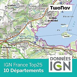 CARTOGRAPHIE TWONAV IGN FRANCE TOP 25 10 DEPARTEME